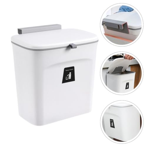 Caneca de basura colgante blanca con tapa pequeña para cocina miniatura 3