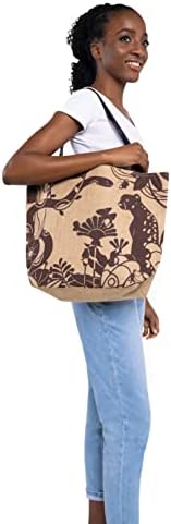 Meriel Eco Vintage Jute Tote Bag with Handles for Women, Hand-Drawn Natural Print, Cute Shoulder Carry, Spacious Storage with Zippered Pocket, Waterproof Exterior for Shopping, Beach, Travel 5 Meriel Eco Vintage Jute Tote Bag with Handles for Women, Hand-Drawn Natural Print, Cute Shoulder Carry, Spacious Storage with Zippered Pocket, Waterproof Exterior for Shopping, Beach, Travel