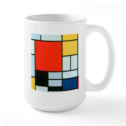 Taza de café de cerámica 15 oz con diseño Piet Mondrian miniatura 1