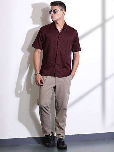 Image of Thomas Scott Men Polyester Blend Solid Oversized Fit Shirt