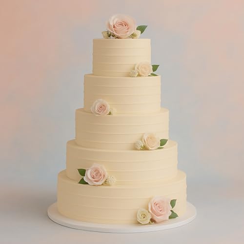 Cake Company Torten Dummy Set 5 Etagen | 25cm hohe, hochwertige Styropor Torte | Deko-Torte 30 x 25cm x 20cm x 15cm x 10cm - 5cm Höhe | weiß (5 Stöckig)