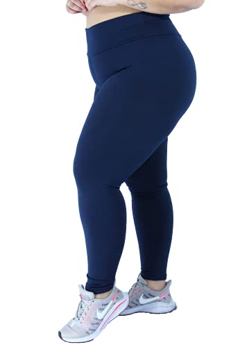 Kit 2 Legging LegBrasil Plus Size Suplex Poliamida Power Cós Alto (preto - azul G2)