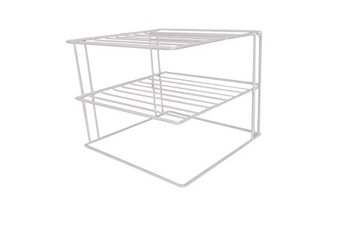 Image of WOOD ART STORE Cast Iron Kitchen Corner Shelf Plate Storage Organizer Rack (White) Size- 25X25X25 cm