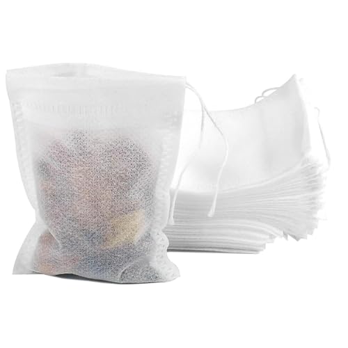 100 Piezas Bolsas de Filtro de Té,7cm X 9cm Bolsas Te Desechables con Cordón, Bolsas de Te Vacias, Bolsitas De Te para Té Fragante, Especias, Vainilla, Lavanda, Café