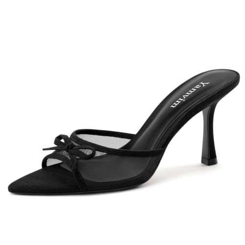 Image of Heel Mules for Women Pointed Open Toe High Heel Sandals