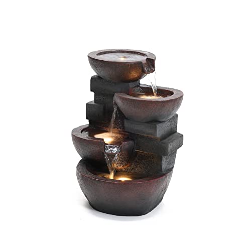 Jeco Zen Tiered Pots Fountain With Led Light #TOP2