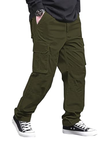 Image of Vogaan Casual Solid Men's Loose Fit Drawstring Cargo Pants with Multiple Pockets | Cotton Cargos for Men