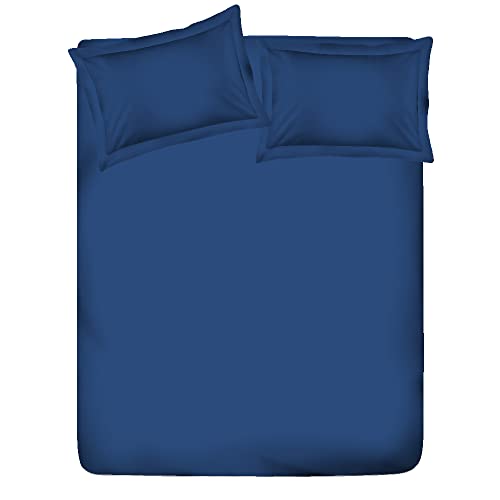 Image of Layers Be Bold 100% Cotton Bedsheet Set for All Seasons - Lightweight, Moisture Absorbent, Machine Washable & Easy to Care - Gift for Housewarming & More - 140 TC - Queen Size (Dark Blue)