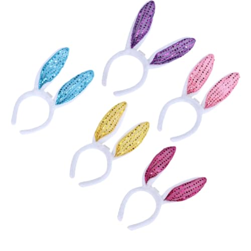 Diadema orejas de conejo ligeras y brillantes confeccionadas en tela flexible