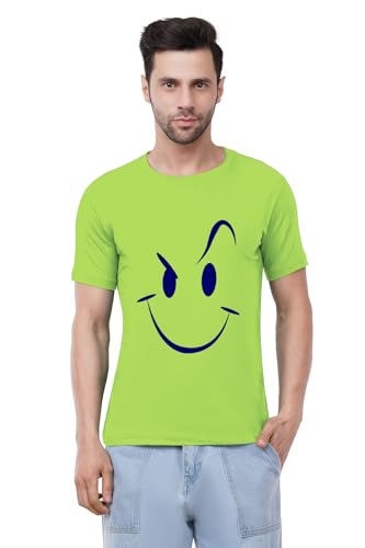 Image of Caseria Men's Cotton Printed T-Shirt -Smiley Stroke | 100% Cotton | Half Sleeves | Regular Fit | Printed | Round Neck | Graphic T Shirt