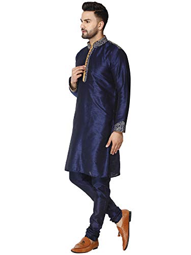 SKAVIJ Uomo Tunica Kurta Pigiama Set Blu_L