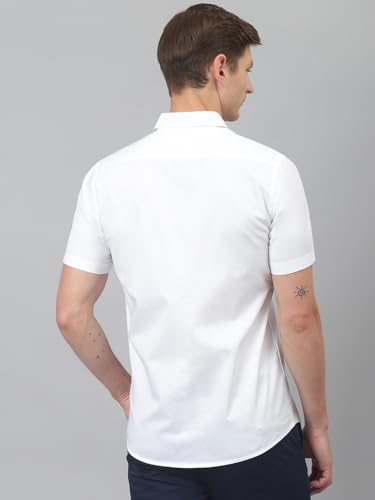 Image of Thomas Scott Men's Premium Slim Fit Casual Shirt | 100% Cotton Twill | Short Sleeves | Spread Collar | Solid Smart Casual Shirt for Men