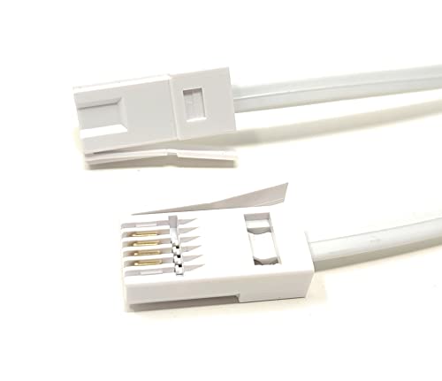 MainCore 2m BT to BT Telephone Cable – 4-Wire 431A Flat Male-to-Male Phone Lead for Landline, Modem, Fax & ADSL Broadband (White, 2m)