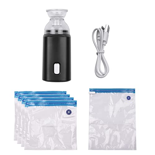 Luqeeg Bomba Eléctrica para Bolsas de Vacío, Bomba Recargable por USB, de Aire Portátil con Diseño Resistente a Desgarros, Ideal para Viajes y Uso Doméstico (Black)