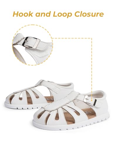 Image of QIY Toddler Girl Sandals Little Kids Summer Dress Shoes Open Toe Flats Princess Sandals for School Beach Party