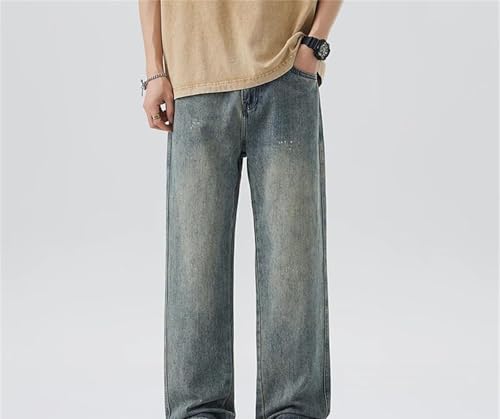 Mens Jeans Loose Straight Leg Trendy High Street Wide Leg Long Pants Spring Summer Casual Wear2