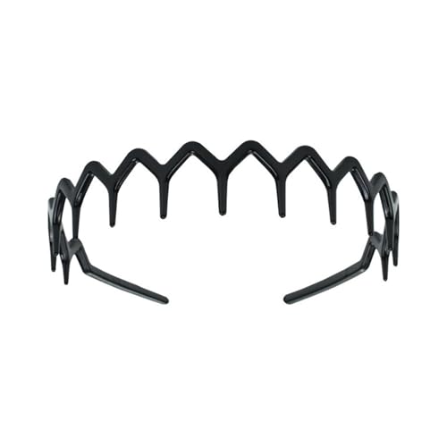 Fascia a zig-zag per capelli sostenibile, per uomo e donna, ecologica, leggera, accessorio per presa leggera, stile anni '90, colore nero