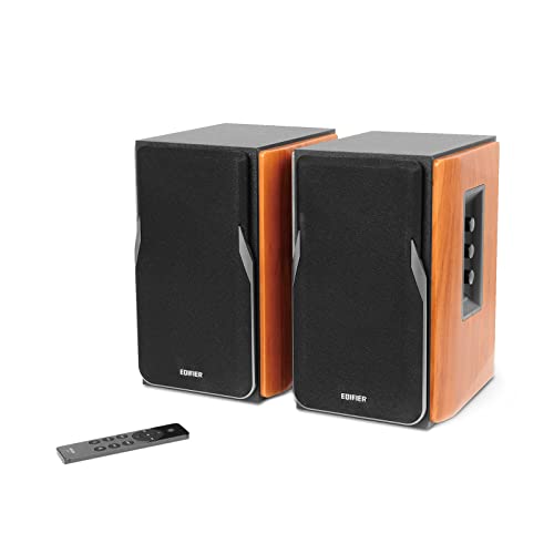 EDIFIER Studio R1380DB 2.0 Regallautsprecher-System (42 Watt) mit Bluetooth 5.1 (aptX). Infrarot-Fernbedienung und seitliche Regler für Bässe, Höhen und Lautstärke. Perfekt für TV, PC, Smartphone etc.