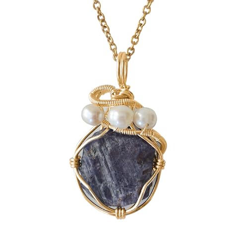 NEW Designs by Nature Gems Handmade Sapphire & Pearl Necklace,