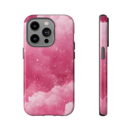 Coque iPhone 14 Pro nuages paillettes roses pour sublimer votre style en soirée et au bureau