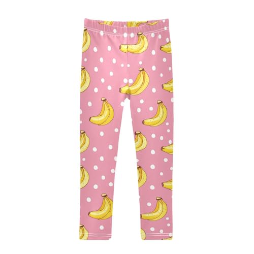 Wusikd Cute Bananas Girls' Leggings Toddler Doodles Pink Kids Yoga Pants Dance Active Tights 4T