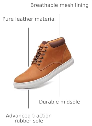 Image of Arkbird Casual Sneaker Boots, High-Top Sneakers Lace-up Leather Chukka Shoes for Men