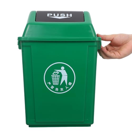 Caneca de basura verde de plástico 10 l con tapa abatible miniatura 4