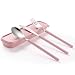 ArderLive 3 PCS Outdoor Flatware Set with Case ，Fork Spoon Knife/Travel Set for Travel, Lunch Box and Camping，Pink.