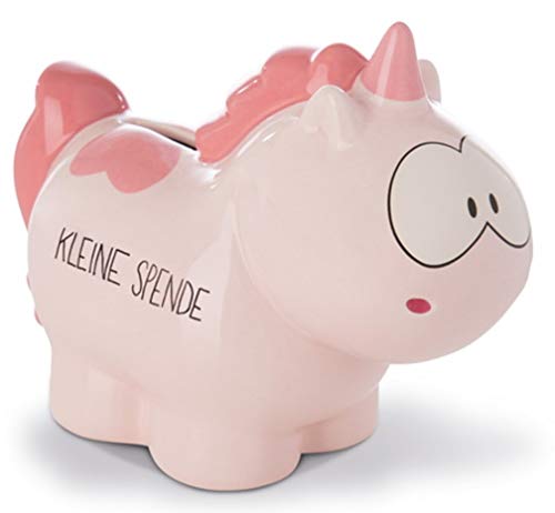 NICI 42517 Unicorn Money Box Merry Heart Small Donation, 7.5 x 12 x 16.5 cm, Pink, Approx, ca. 7,5 x 12 x 16,5 cm