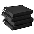 IPYNBAP Outdoor Chair Cushions Set of 4,Waterproof Outdoor Seat Cushions for Patio Furniture,Patio Chair Cushion with Handle and Ties, Square Out Door Chair Pads,19" x 19" x 3", Black