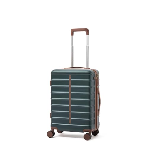 Image of Assembly Cabin Suitcase with8 Spinner Wheels & TSA Lock, Polycarbonate Hard Shell Carry On Luggage for Weekend Getaways, Green, 20-Inch
