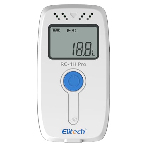 Elitech Registrador Digital de Temperatura y Humedad USB de Sombra Zumbador Integrado Informe Automático PDF/CSV 64000 Puntos Software para Windows/MacOS RC 4H Pro