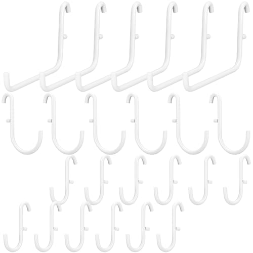 Moxweyeni 24 Pcs Pegboard Accessories Compatible with IKEA Skadis Organizer Kit White Peg Board Hooks Set Metal Storage Tool Waterproof Home Office Indoor Supply