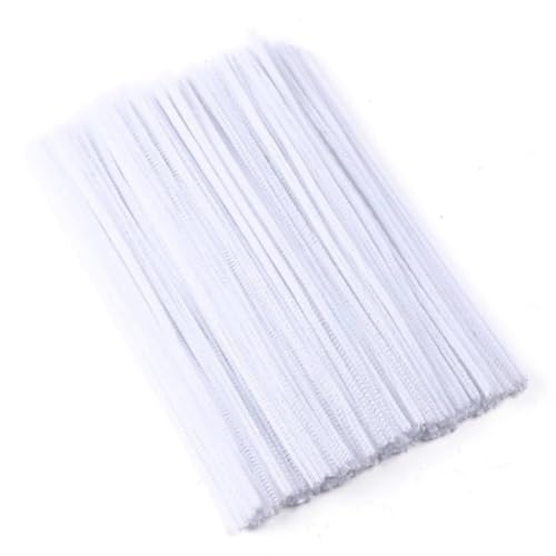 手芸モール 単色 白 約100本 6ｍｍ カラーモール ハロウィン 飾り クラフトモール DIY 幽霊 花 工作モール フラワー 手作り素材 インテリア飾り/パーティー/贈り物 【作り方を付き】