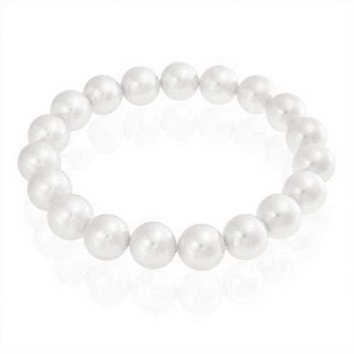 Bling Jewelry Simple Fashion Stackable Large White Bead Round Simulated Pearl Single Strand Stretch Bracelet For Women For Teen #TOP16