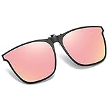 OopsMi Clip On Sunglasses Polarized Unisex Large Lightweight For Prescription Glasses (Pink Lens)