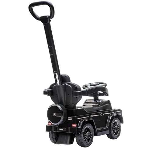 Image of Best Ride On Cars 3 In 1 Mercedes G-Wagon Push Car for Toddlers 1 to 3 Years Old, Kids Outdoor Stroller with Music, Horn Sounds, and Handle, Realistic Driving Experience, Black