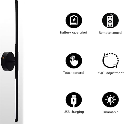 Aplique de pared interior regulable 350° con mando y USB de 72cm 4