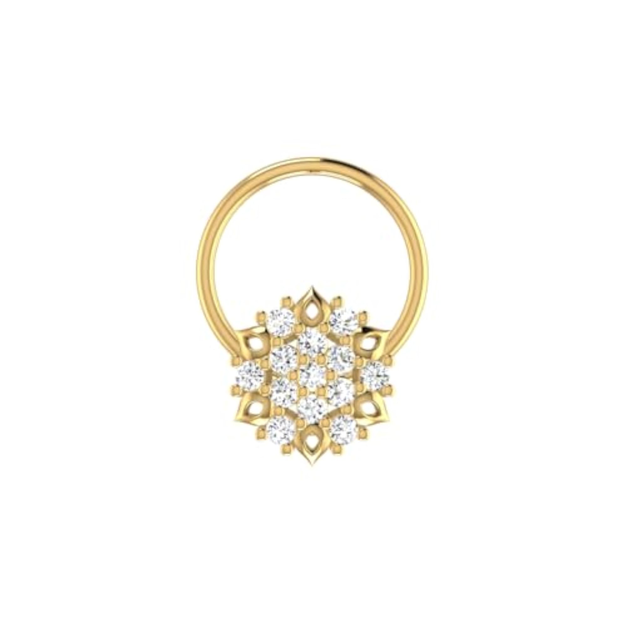 9K Yellow Gold Hallmarked Stud Nosering, Elegant Design