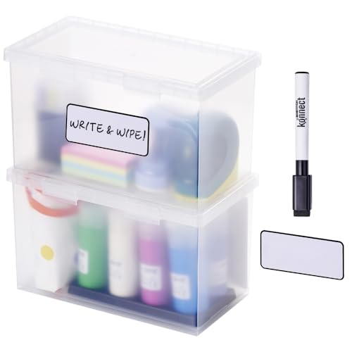 Bostitch Konnect Storage Containers with Lids, Office Organizer, Clear Plastic Box, Desk and Home...