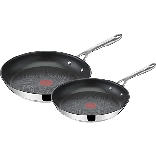 Jamie Oliver by Tefal Cook's Direct 2-delige pannenset (koekenpan 24/28 cm), De perfecte pannenset in iedere keuken, duurzame coating, Thermo-Signal™, Alle warmtebronnen incl Inductie, E304S244