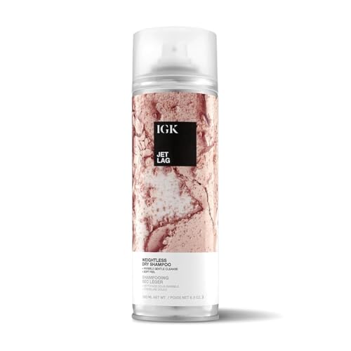 IGK JET LAG Invisible Dry Shampoo Spray | Refreshes Hair Between Washes + Absorbs Oil | Weightless No White Residue Soft Finish | Vegan + Cruelty Free | 6.3 Oz