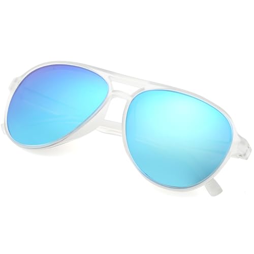Image of Freckles Mark Classic Aviator Polarized Sunglasses for Men Women Double Bridge Retro 70s 80s Glasses Coloful Shades