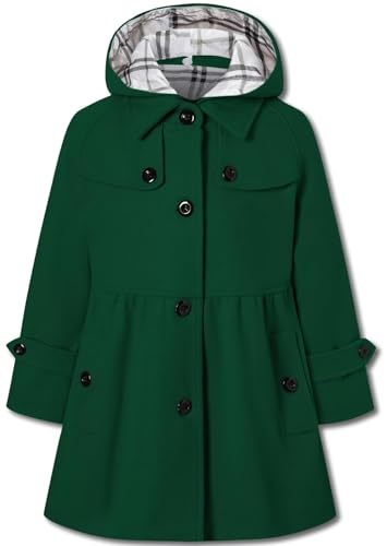Image of Betusline Girls' Dress Coat, Kids Hoodie Wool Blend Coats Fall Winter Outerwear Peacoat,2-14 Years