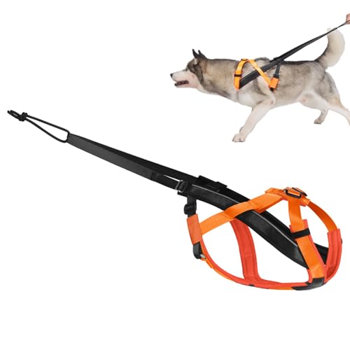 .Dog Pulling Harness, Adjustable Dog Sled Harness for Behaviors Training, Weight Pulling, Canicross, Ski-Joring, Orange PET_Supplies.