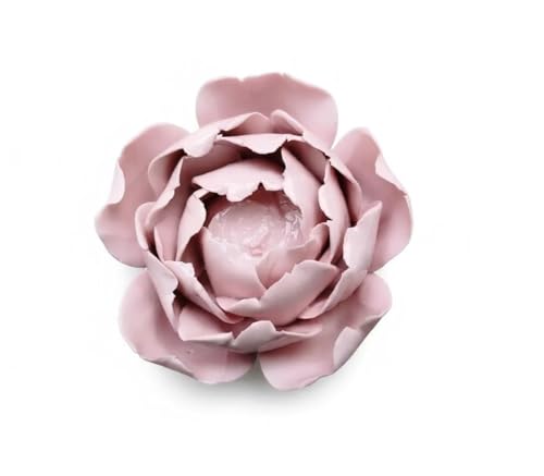 Image of Ceramic Flower Wall Art Decor, Artificial Flower Wall Sculpture,Handmade Ceramic Flowers for Home,Hallway,Living Room, Kitchen,Bathroom (Pink, Peony Bud, 3.15 inch)