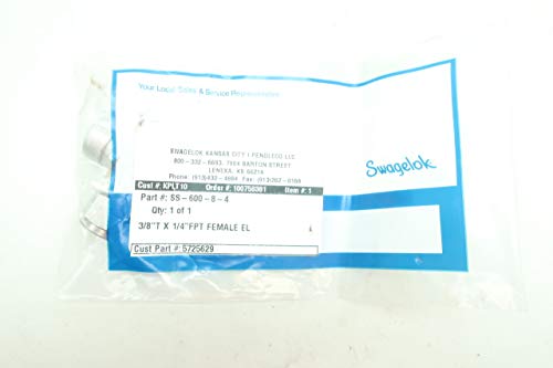 SWAGELOK SS-600-8-4 Stainless Elbow 3/8IN Tube X 1/4IN NPT D662865