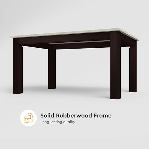 Image of Godrej Interio Allure 6-Seater Rubber Wood Rectangular Dining Table (1-Year Warranty, Brownish Black)