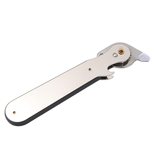 OUNONA Manual Stainless Steel Can Opener with Comfortable Grip Handle Portable Bottle Opener Tool for Camping Travel Home Use for Weak Hands and Piercing