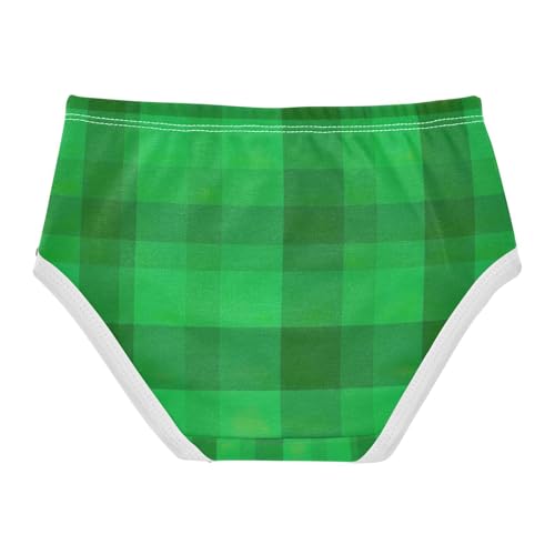 Green Plaid Checkered Green Toddler Girl Undies, Cotton Girls Underwear, 2T–8 Years2